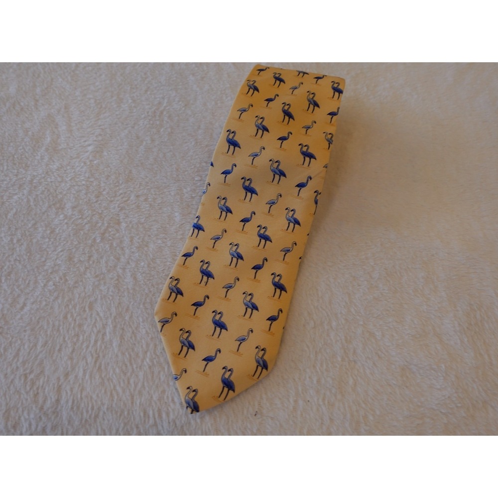 Brooks Brothers 346 Blue Herron Bird Silk Tie Preppy Hunting‎ Birding Easter